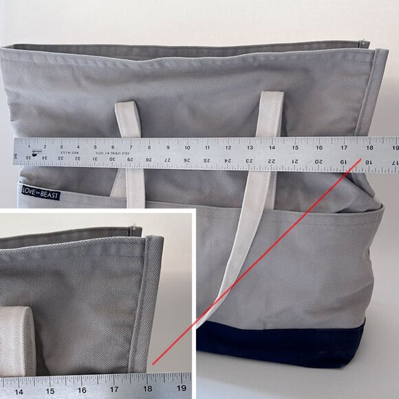 Love thy Beast Canvas Pet Tote, Grey/Navy - Picture 4 of 11